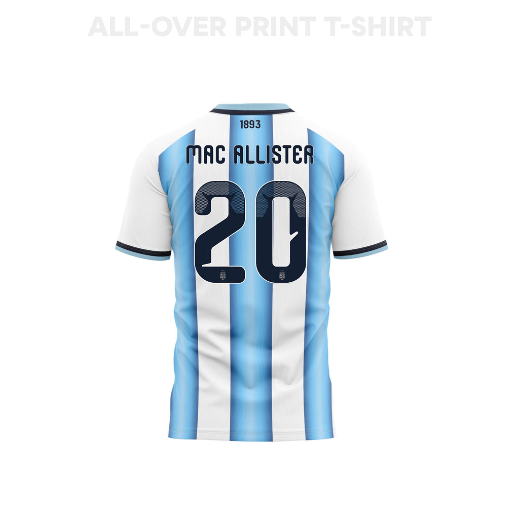 Alexis Mac Allister 20 Argentina 2026 Home 3D T-Shirt Fully Printed – Unisex, White