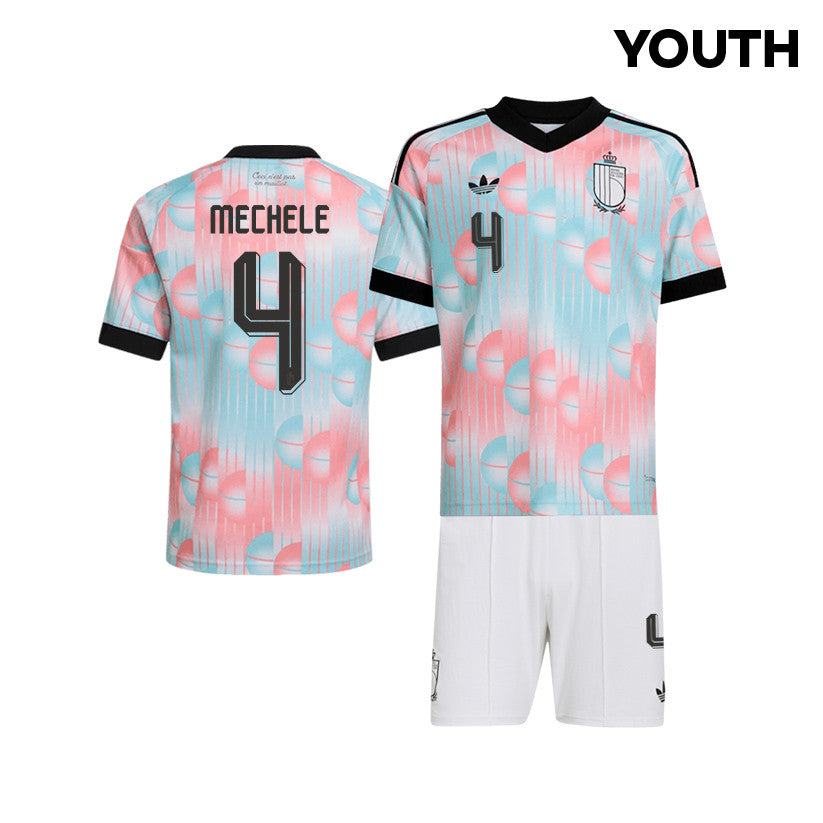 Brandon Mechele 4 Belgium 2026 YOUTH Away Jersey & Shorts Set - Light Blue