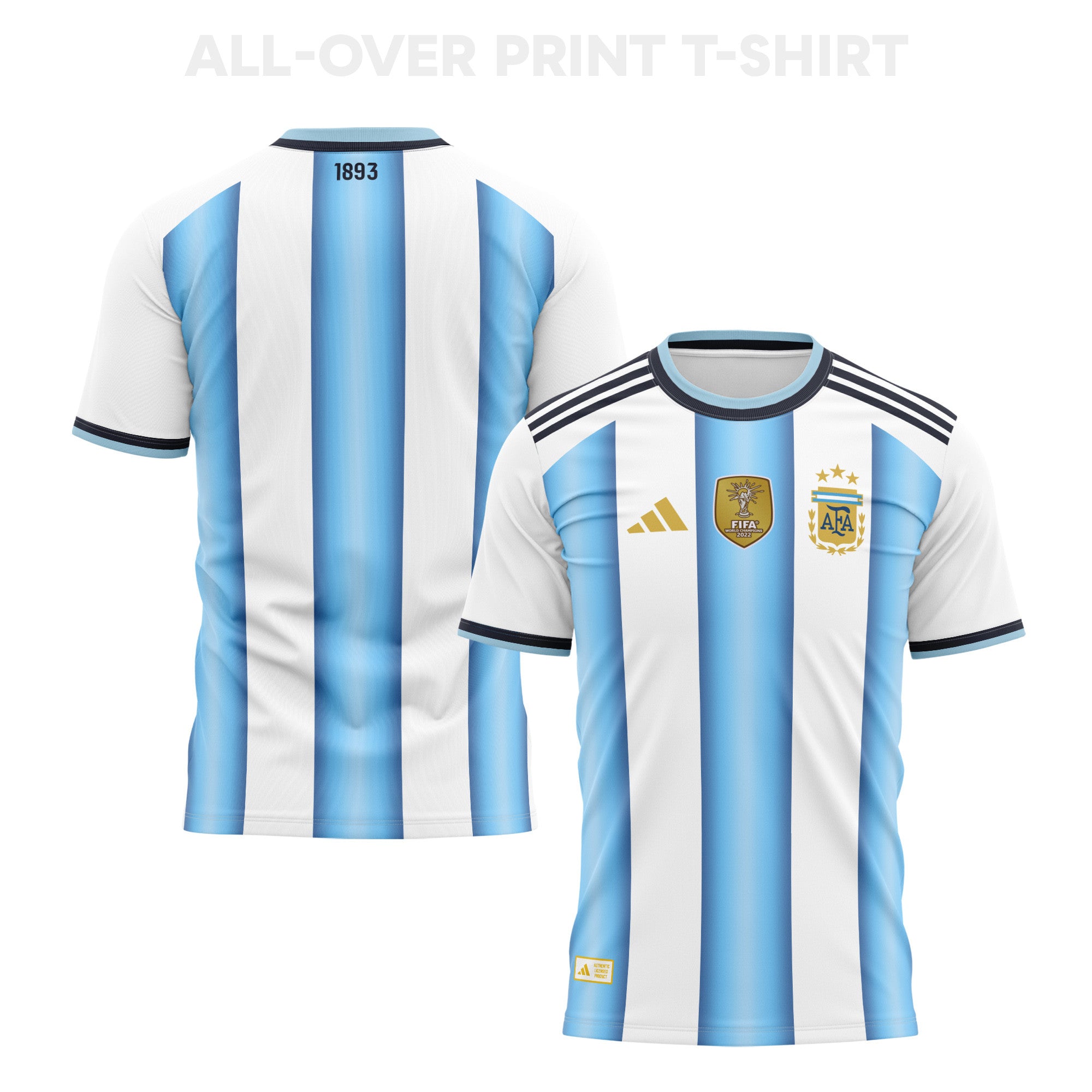 Argentina 2026 Home 3D T-Shirt Fully Printed – Unisex, White