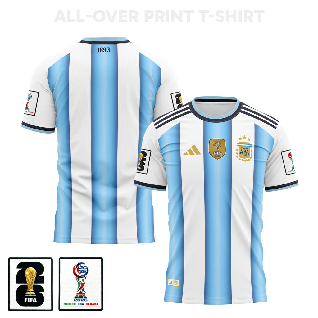 Argentina 2026 Home 3D T-Shirt Fully Printed – Unisex, White