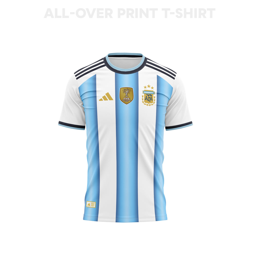 Argentina 2026 Home 3D T-Shirt Fully Printed – Unisex, White