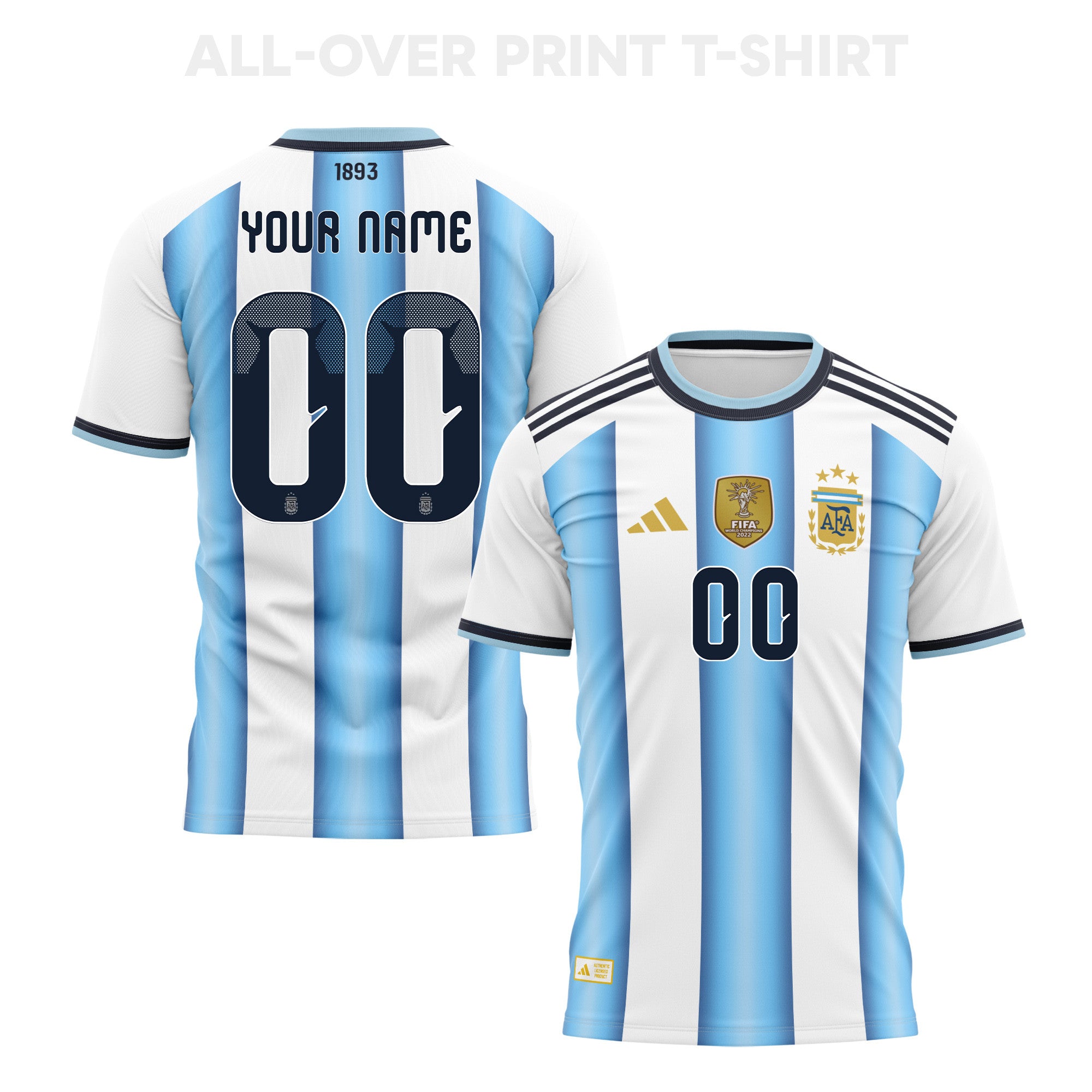 Argentina 2026 Home 3D T-Shirt Fully Printed – Personalized – Unisex, White