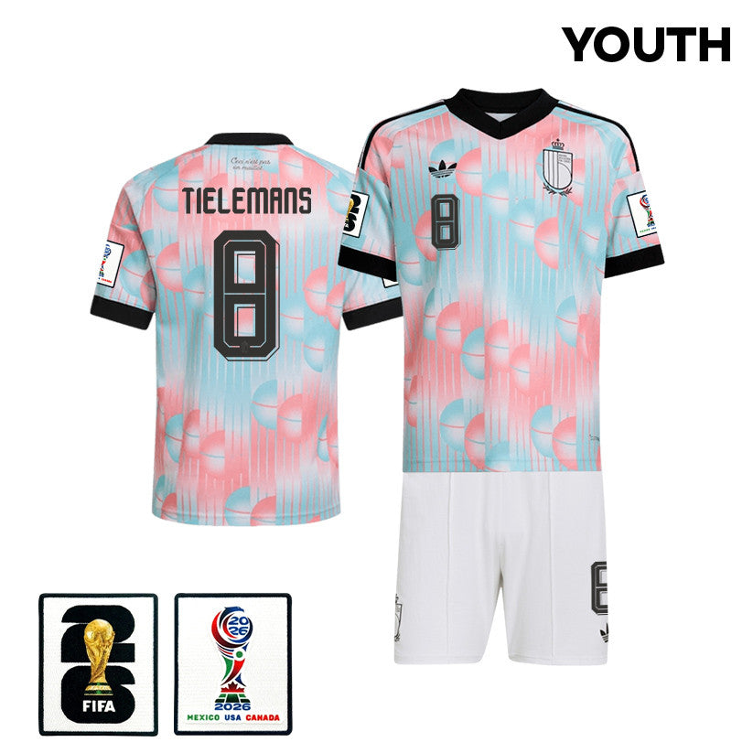 Youri Tielemans 8 Belgium 2026 YOUTH Away Jersey & Shorts Set - Light Blue