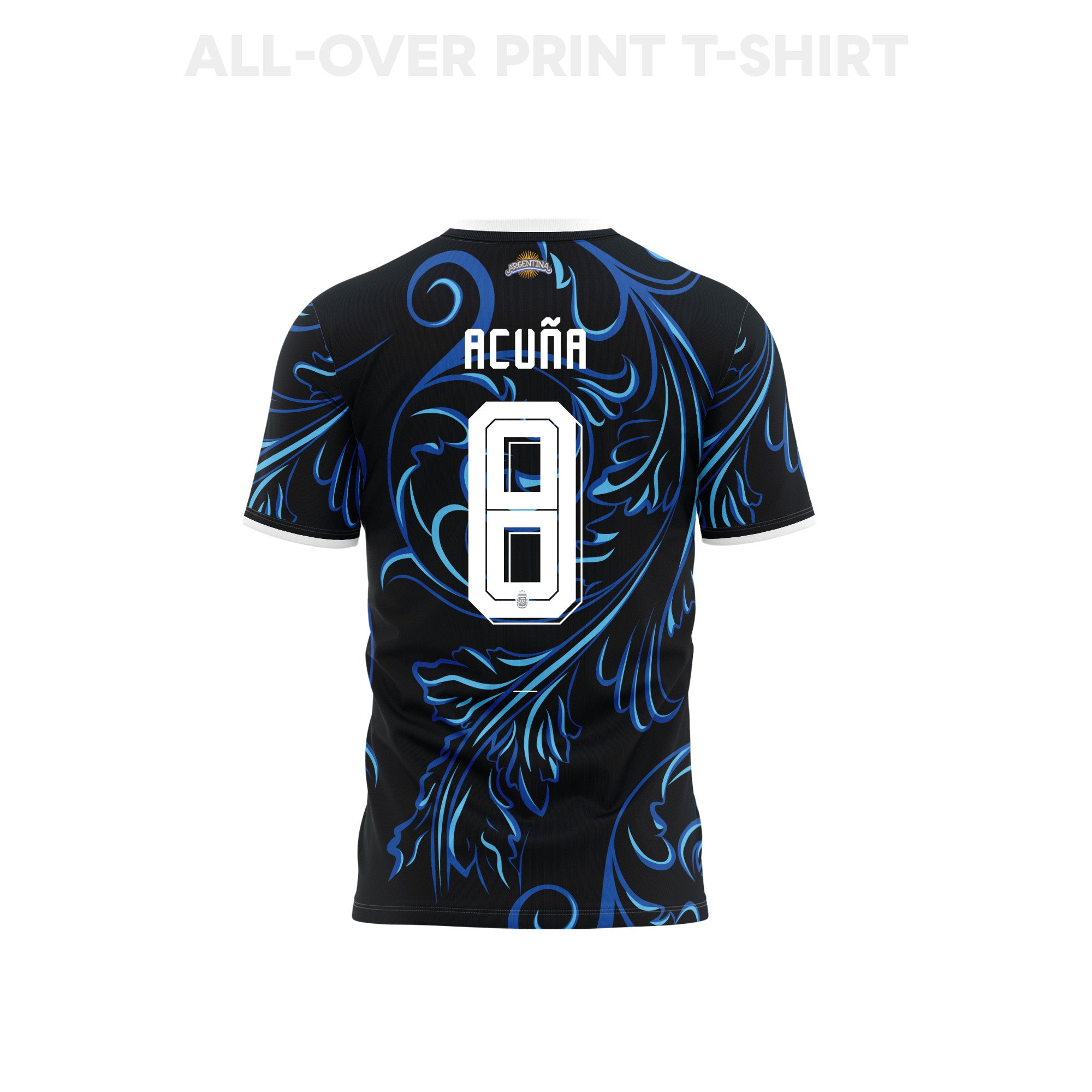 Marcos Acuña 8 Youth Argentina 2026 Away 3D T-shirt Fully Printed – Black