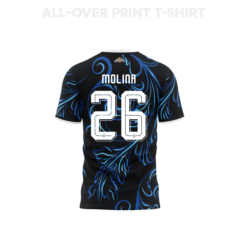 Nahuel Molina 26 Youth Argentina 2026 Away 3D T-shirt Fully Printed – Black