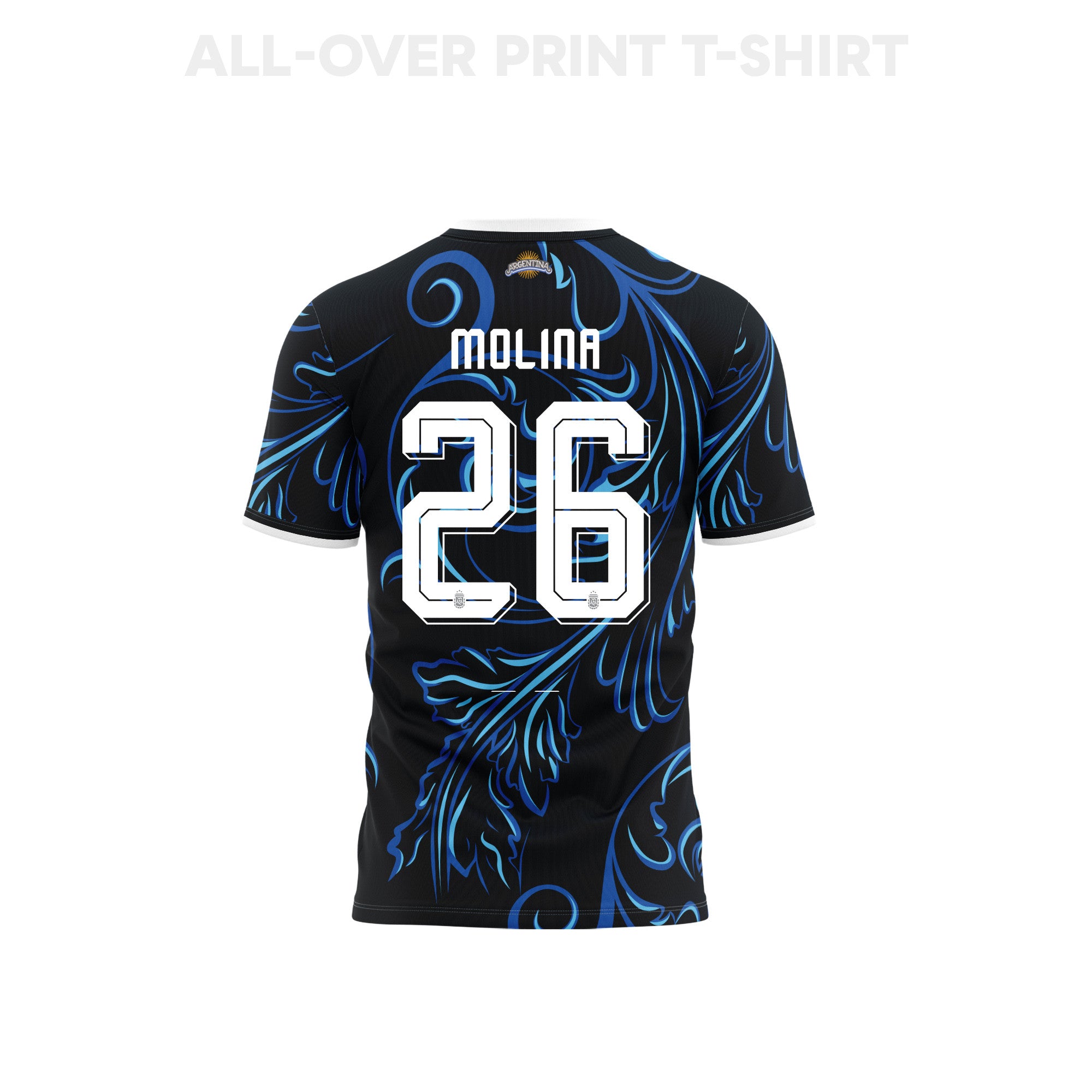Nahuel Molina 26 Youth Argentina 2026 Away 3D T-shirt Fully Printed – Black