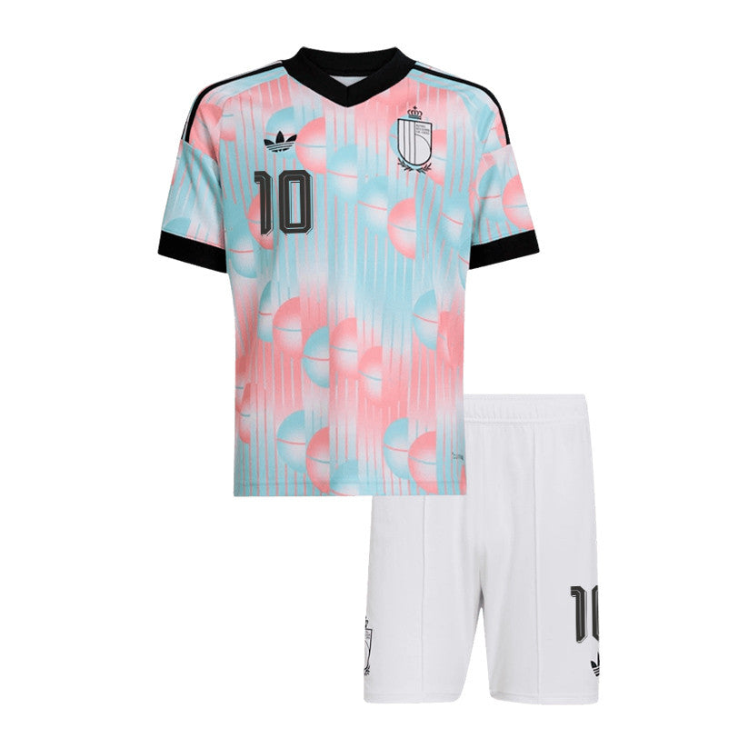Leandro Trossard 10 Belgium 2026 YOUTH Away Jersey & Shorts Set - Light Blue