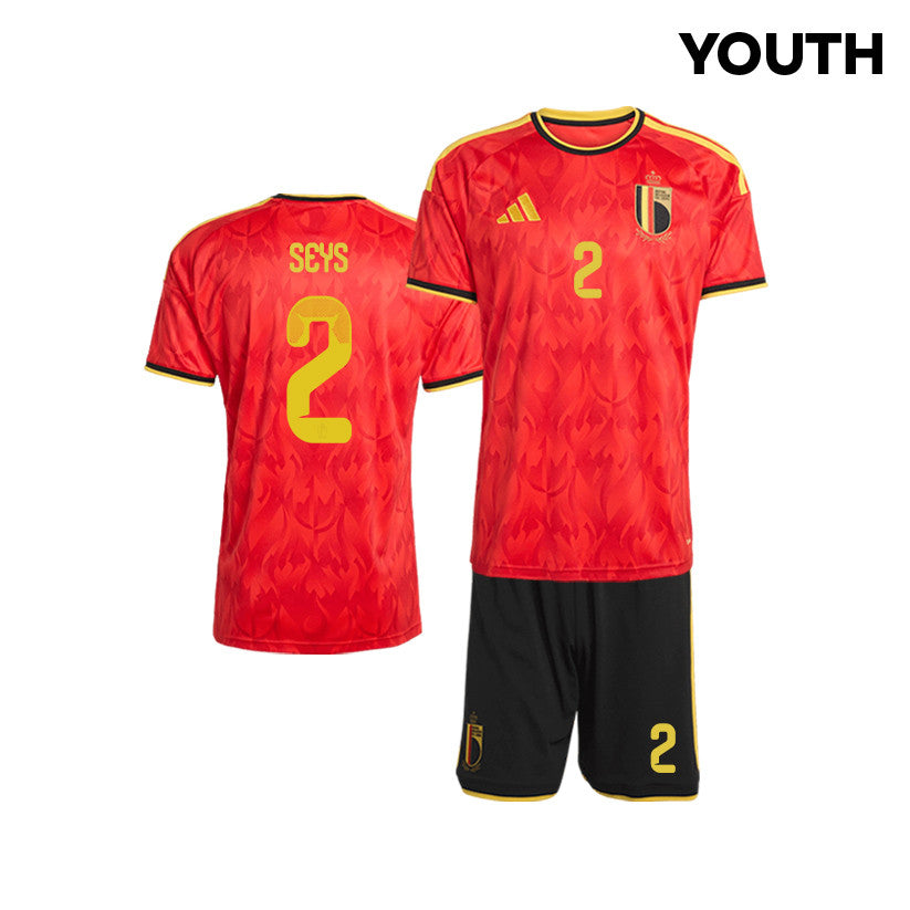 Joaquin Seys 2 Belgium 2026 YOUTH Home Jersey & Shorts Set - Red/Black
