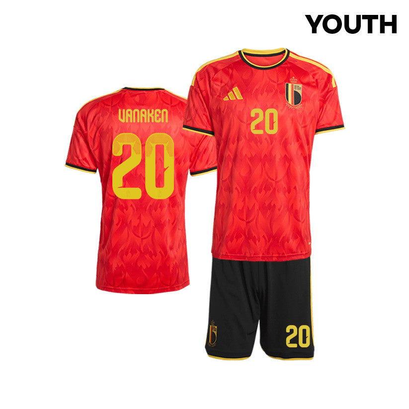 Hans Vanaken 20 Belgium 2026 YOUTH Home Jersey & Shorts Set - Red/Black