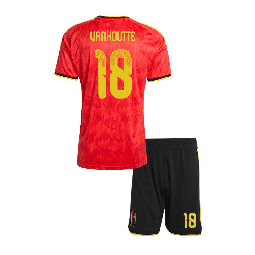 Charles Vanhoutte 18 Belgium 2026 YOUTH Home Jersey & Shorts Set - Red/Black