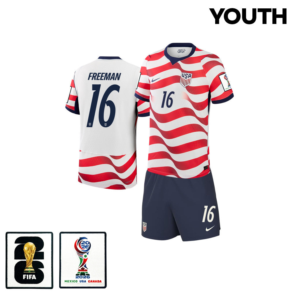 Alex Freeman 16 USMNT 2026 YOUTH Home Jersey & Shorts Set