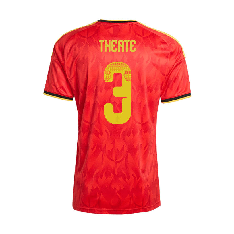 Arthur Theate 3 Belgium 2026 Home Men Jersey & Shorts Set – Red/Black