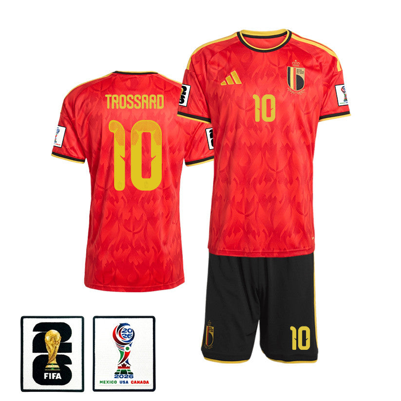 Leandro Trossard 10 Belgium 2026 Home Men Jersey & Shorts Set – Red/Black