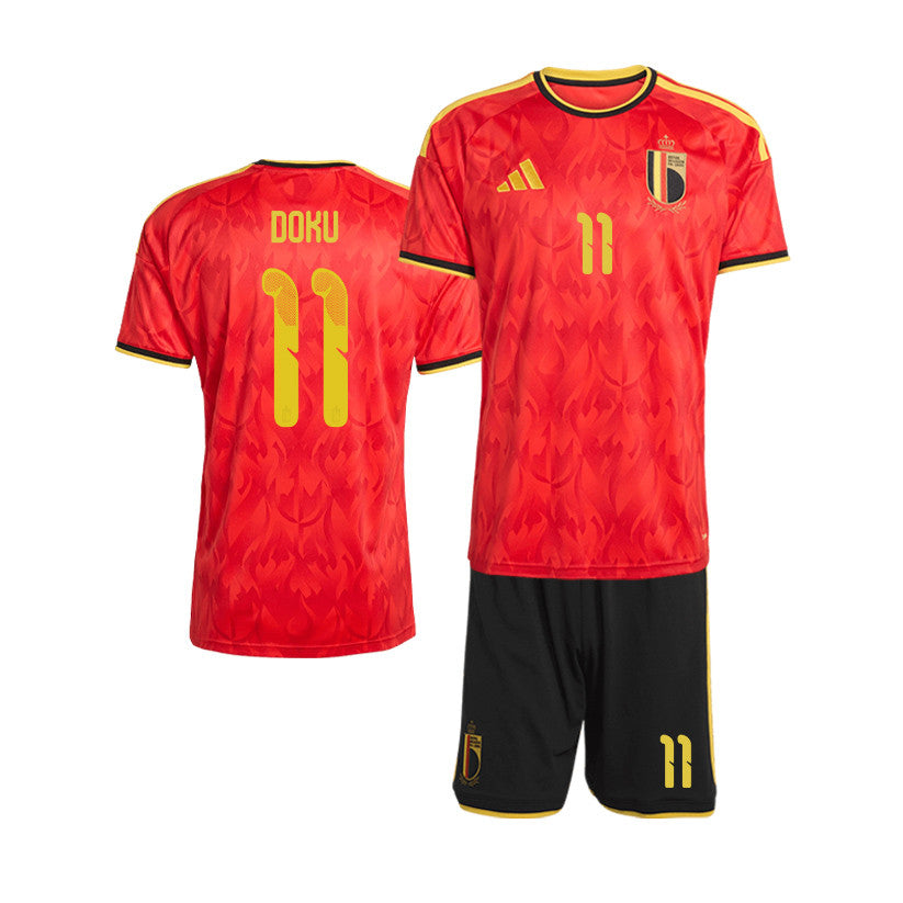 Jérémy Doku 11 Belgium 2026 Home Men Jersey & Shorts Set – Red/Black