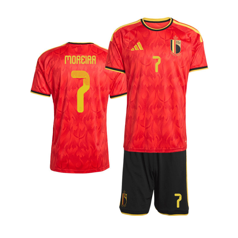 Diego Moreira 7 Belgium 2026 Home Men Jersey & Shorts Set – Red/Black