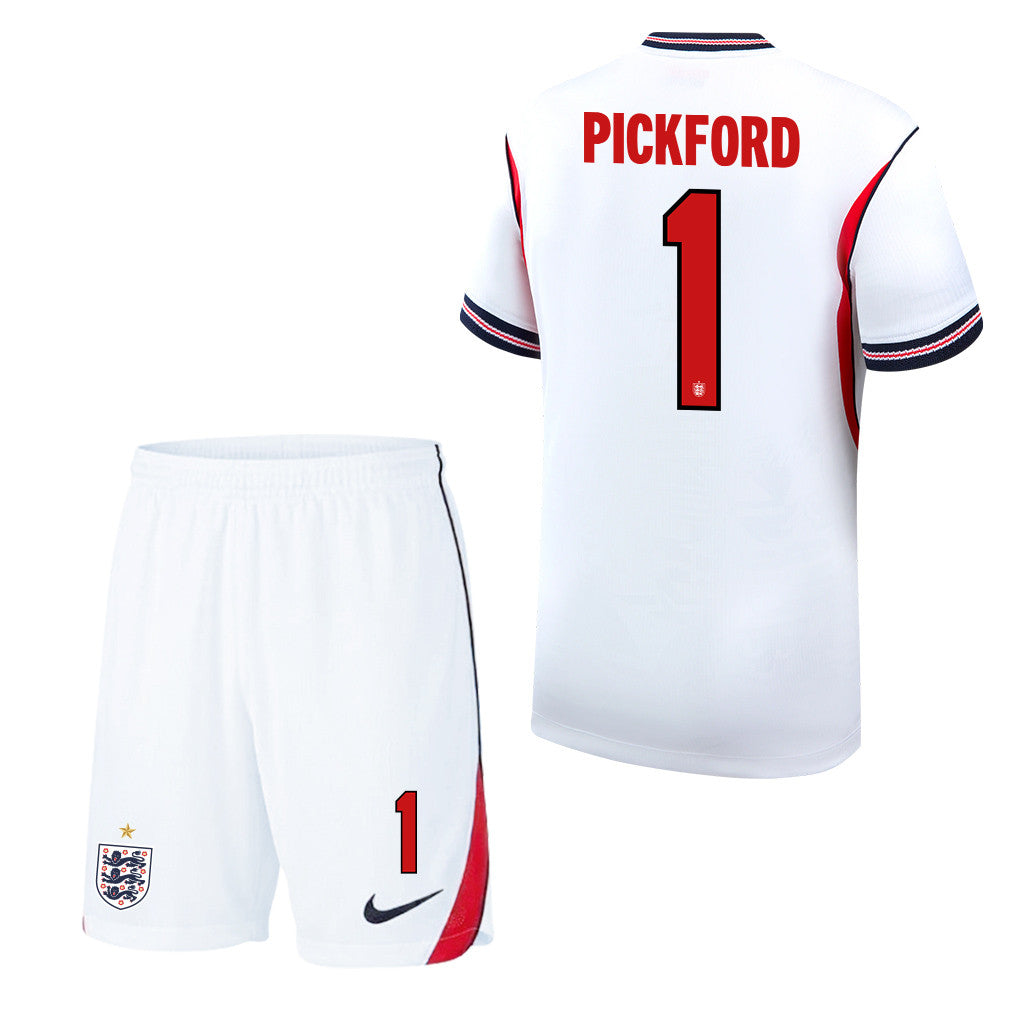 Jordan Pickford 1 England 2026 Home Men Jersey & Shorts Set – White