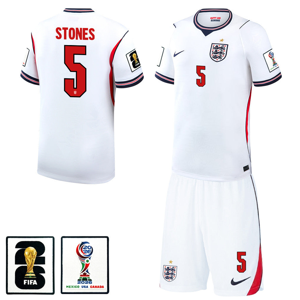 John Stones 5 England 2026 Home Men Jersey & Shorts Set – White