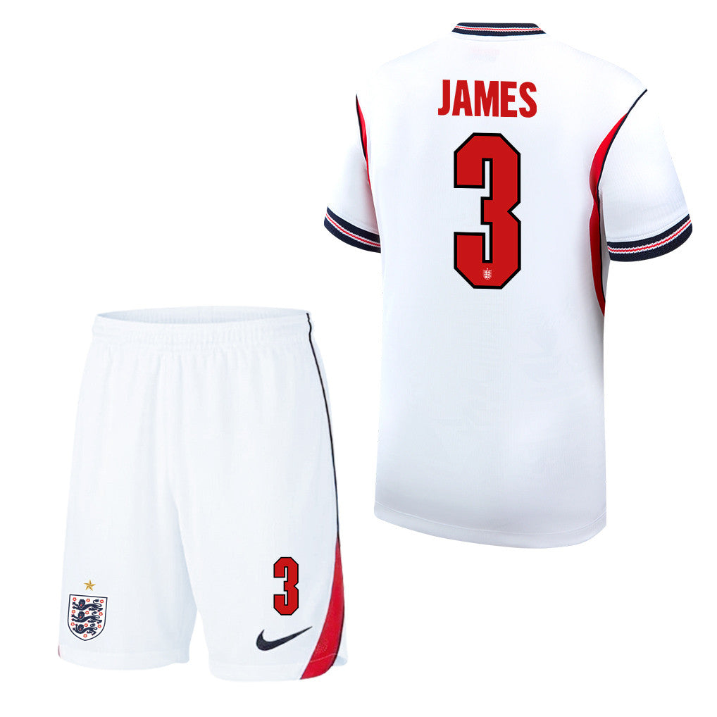 Reece James 3 England 2026 Home Men Jersey & Shorts Set – White