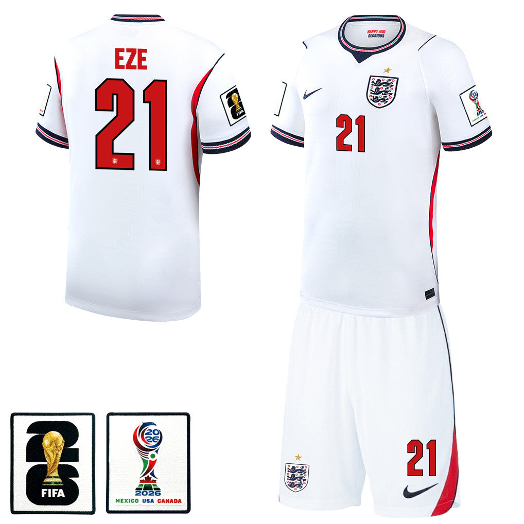 Eberechi Eze 21 England 2026 Home Men Jersey & Shorts Set – White