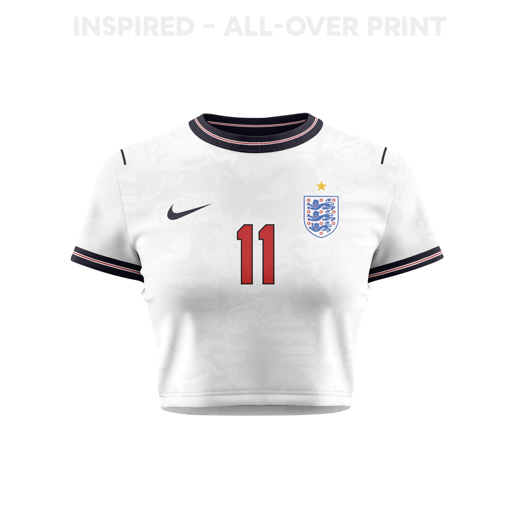 Phil Foden 11 England 2026 Women's Home All-Over Print Cropped Jersey - White