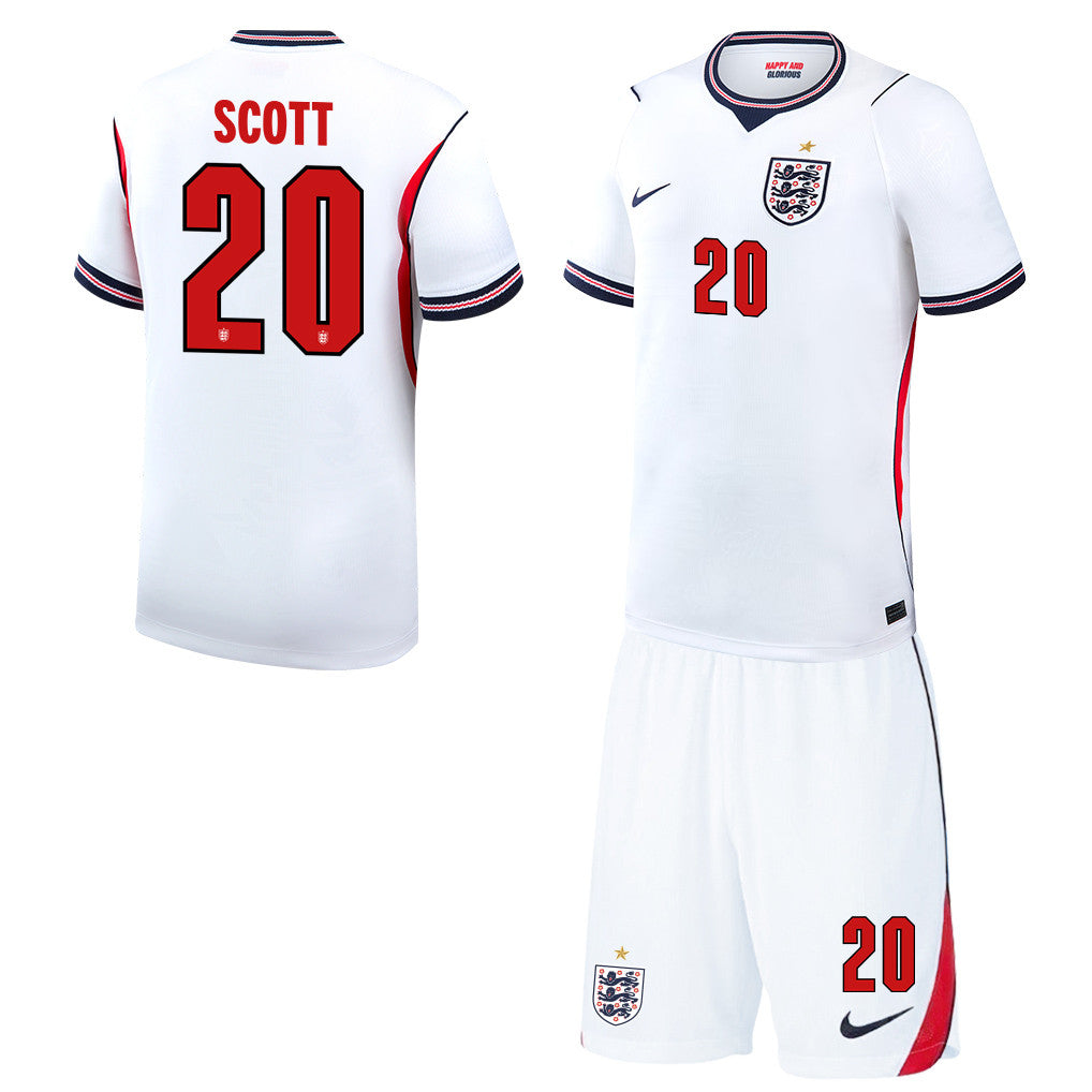 Alex Scott 20 England 2026 Home Men Jersey & Shorts Set – White