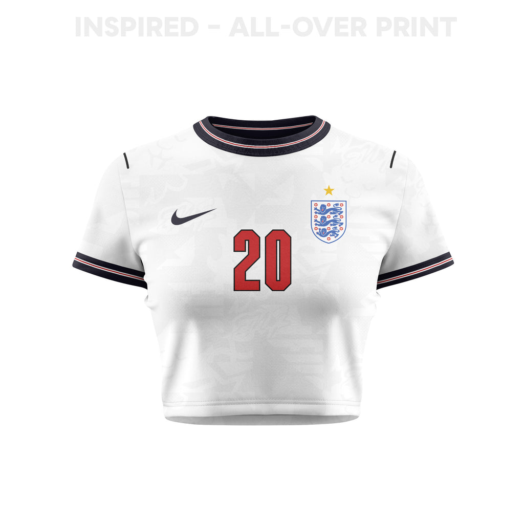 Alex Scott 20 England 2026 Women's Home All-Over Print Cropped Jersey - White