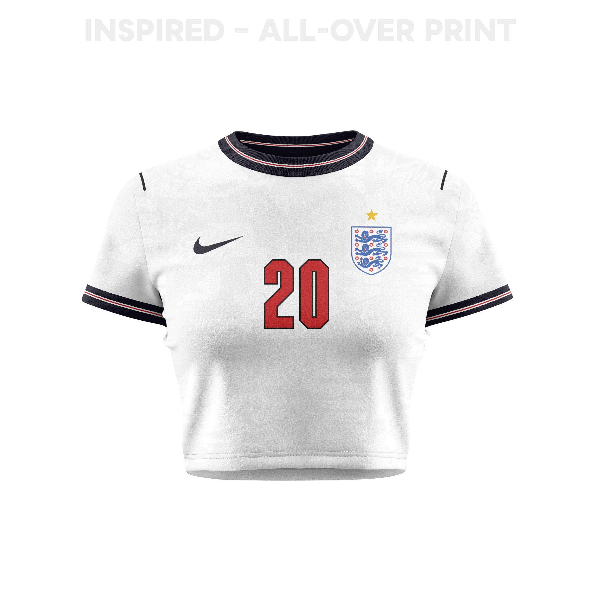 Alex Scott 20 England 2026 Women's Home All-Over Print Cropped Jersey - White