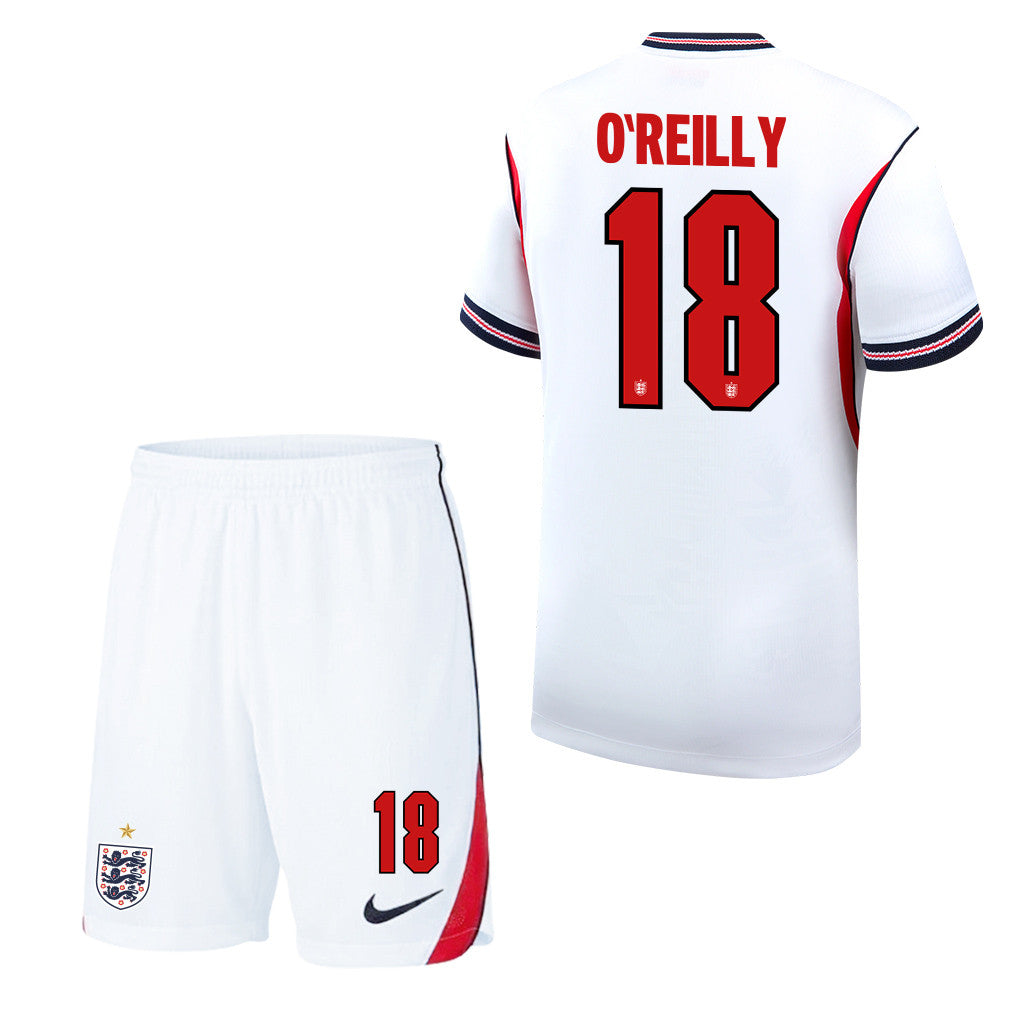 Nico O'Reilly 18 England 2026 Home Men Jersey & Shorts Set – White