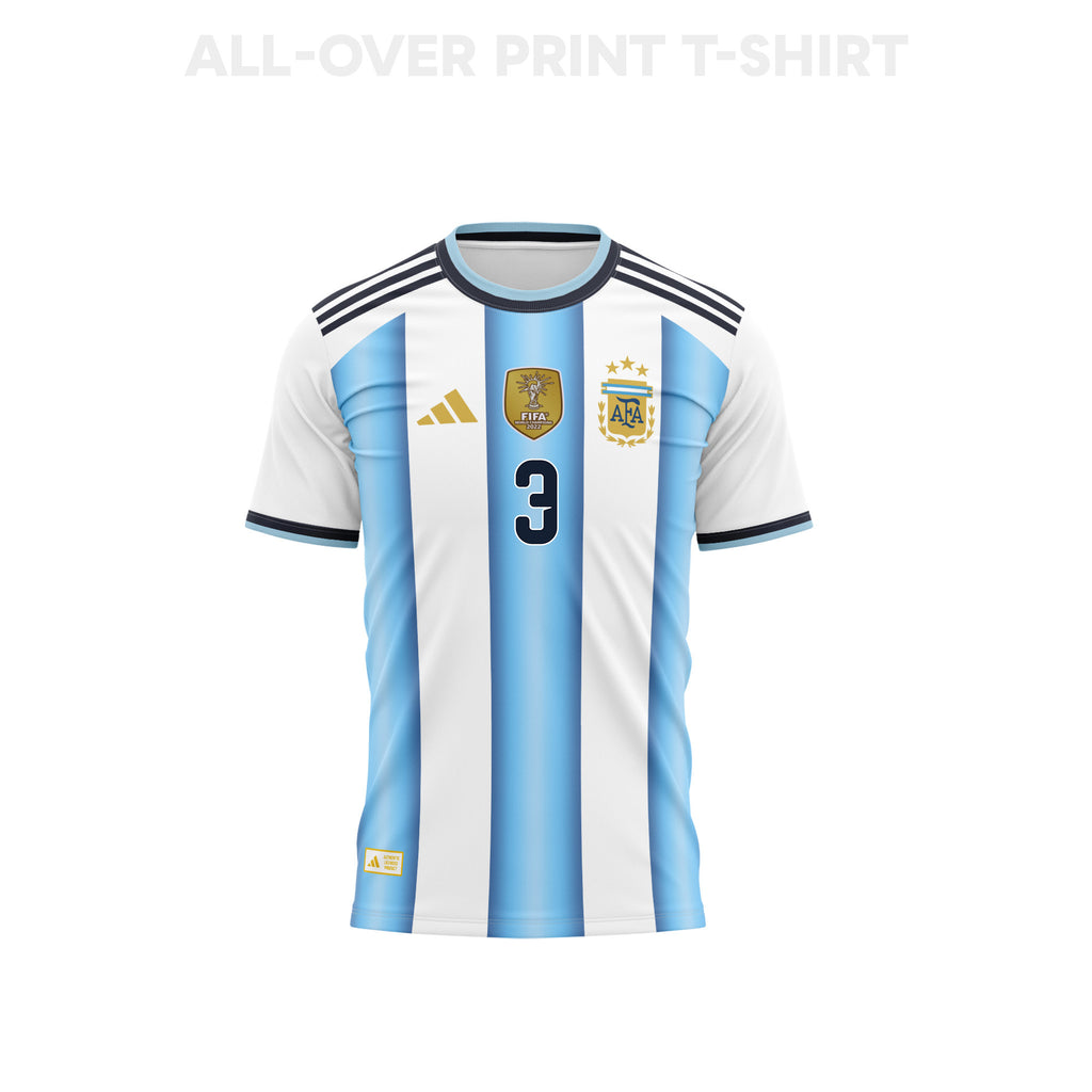 Nicolás Tagliafico 3 Youth Argentina 2026 Home 3D T-shirt Fully Printed – White