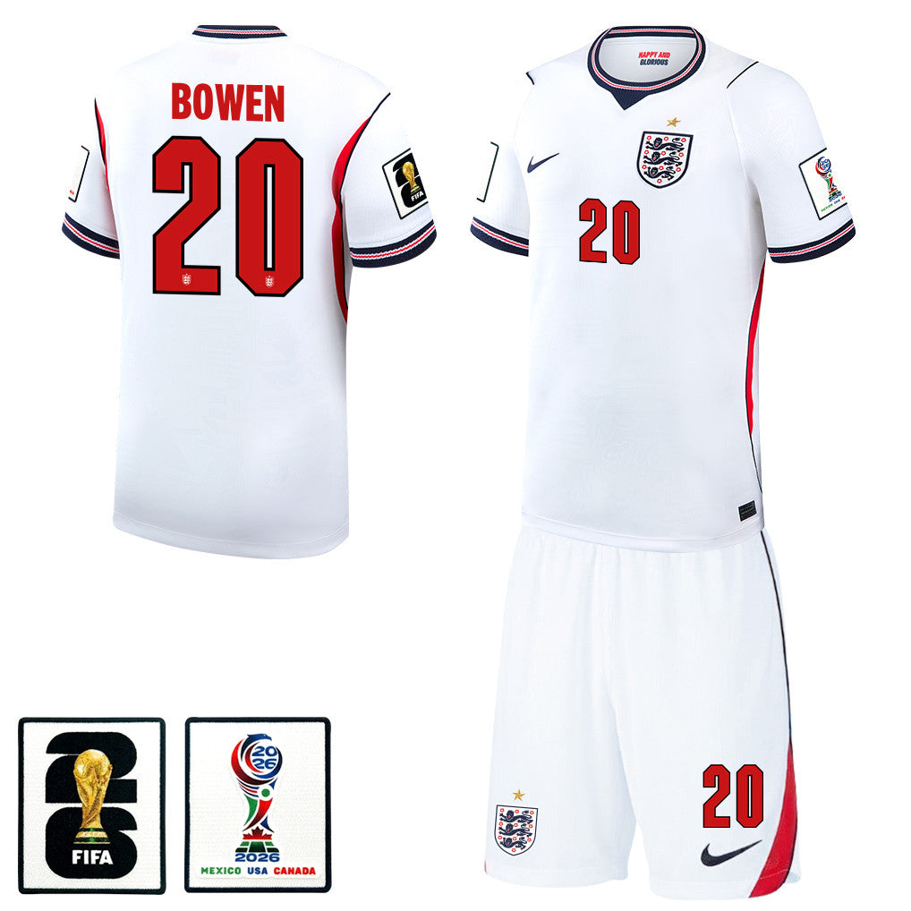 Jarrod Bowen 20 England 2026 Home Men Jersey & Shorts Set – White