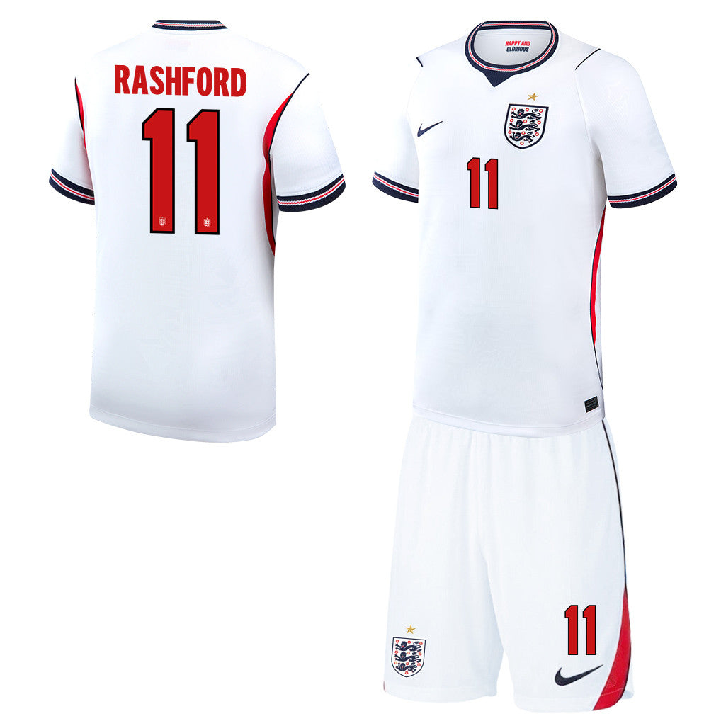Marcus Rashford 11 England 2026 Home Men Jersey & Shorts Set – White