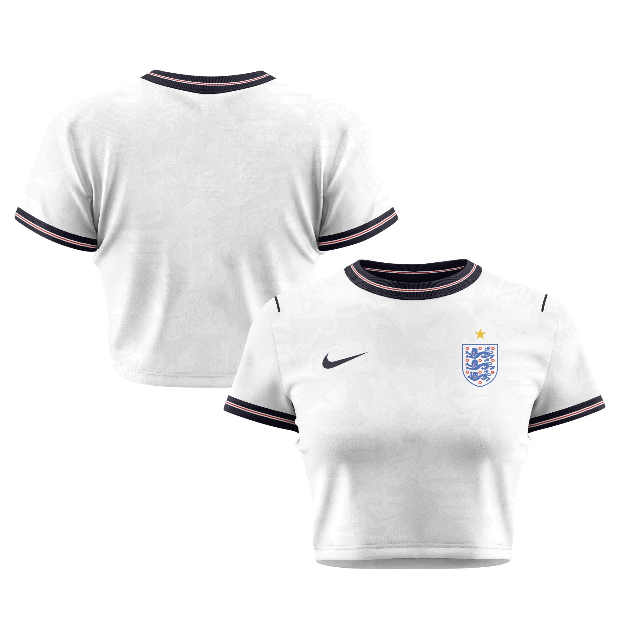 England 2026 Women's Home All-Over Print Cropped Jersey - White