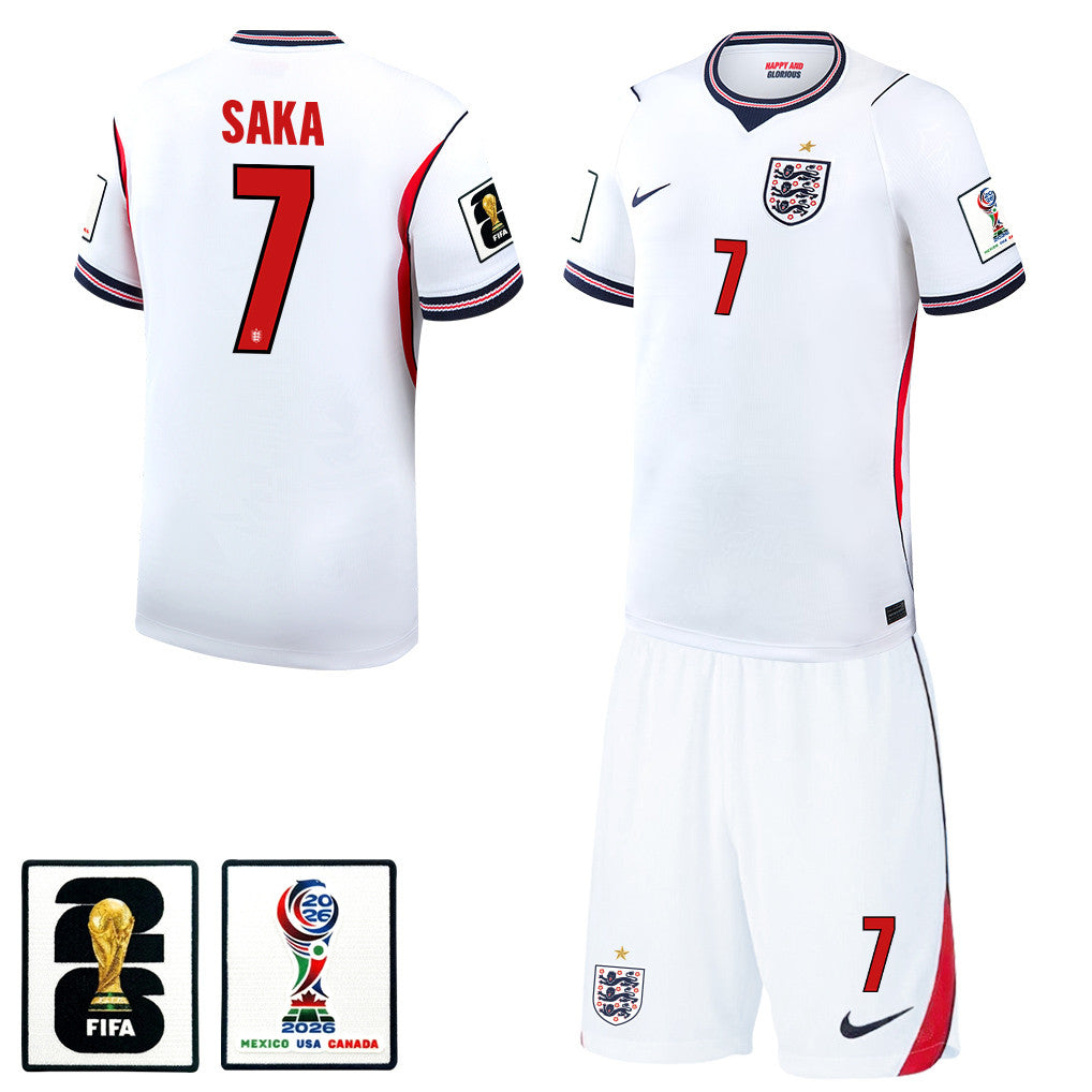 Bukayo Saka 7 England 2026 Home Men Jersey & Shorts Set – White