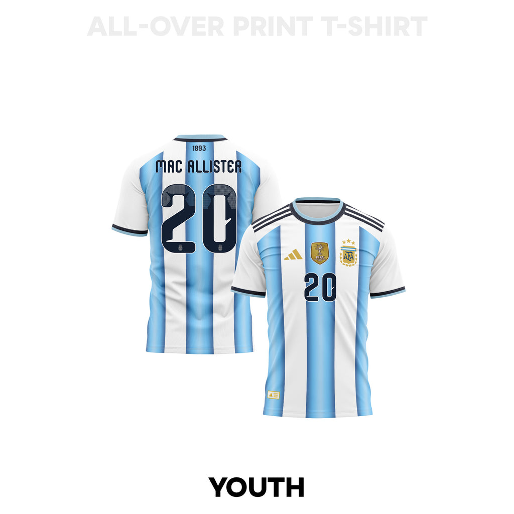 Alexis Mac Allister 20 Youth Argentina 2026 Home 3D T-shirt Fully Printed – White