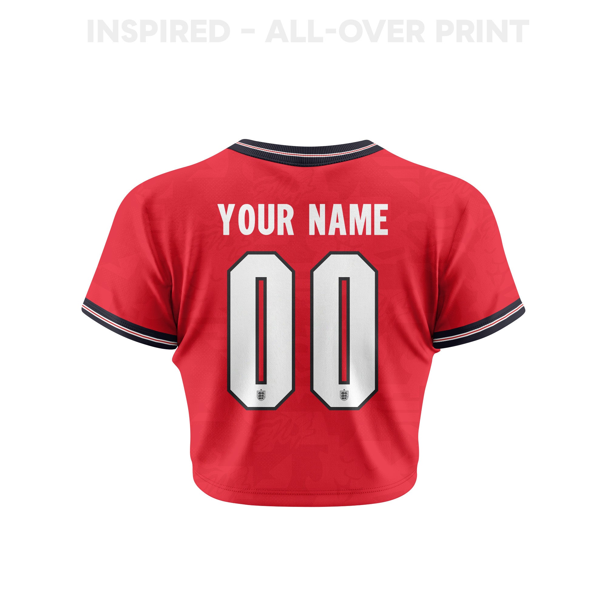England 2026 Women's Away All-Over Print Cropped Jersey - Personalized - Red