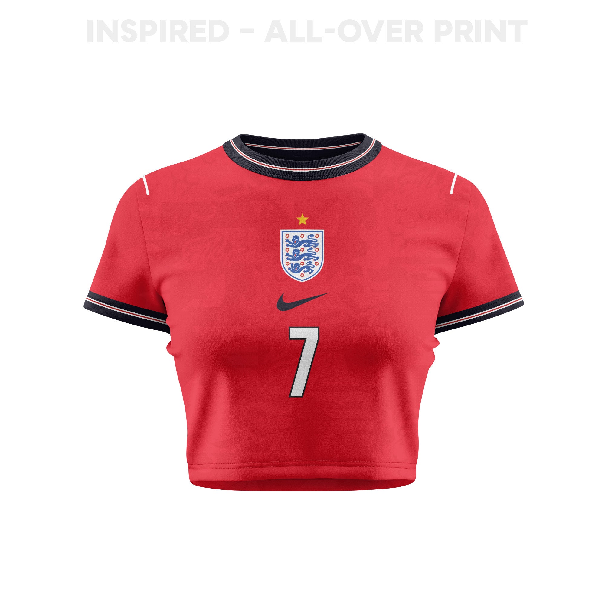 Bukayo Saka 7 England 2026 Women's Home All-Over Print Cropped Jersey - Red