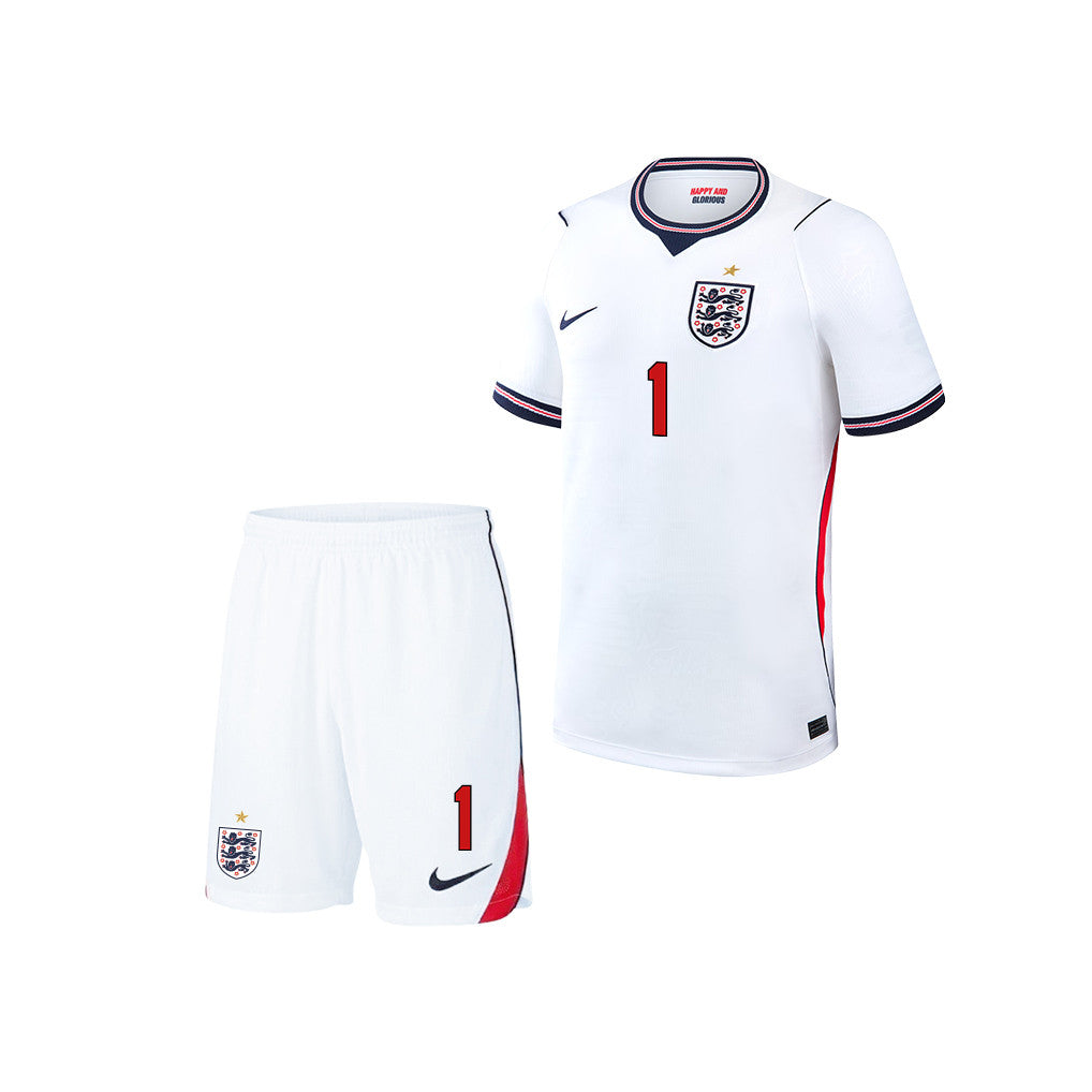 Jordan Pickford 1 England 2026 YOUTH Home Jersey & Shorts Set - White