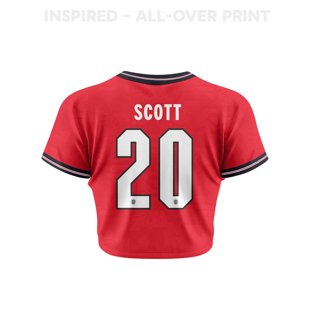Alex Scott 20 England 2026 Women's Home All-Over Print Cropped Jersey - Red