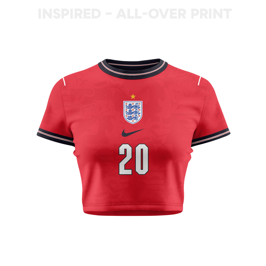 Alex Scott 20 England 2026 Women's Home All-Over Print Cropped Jersey - Red