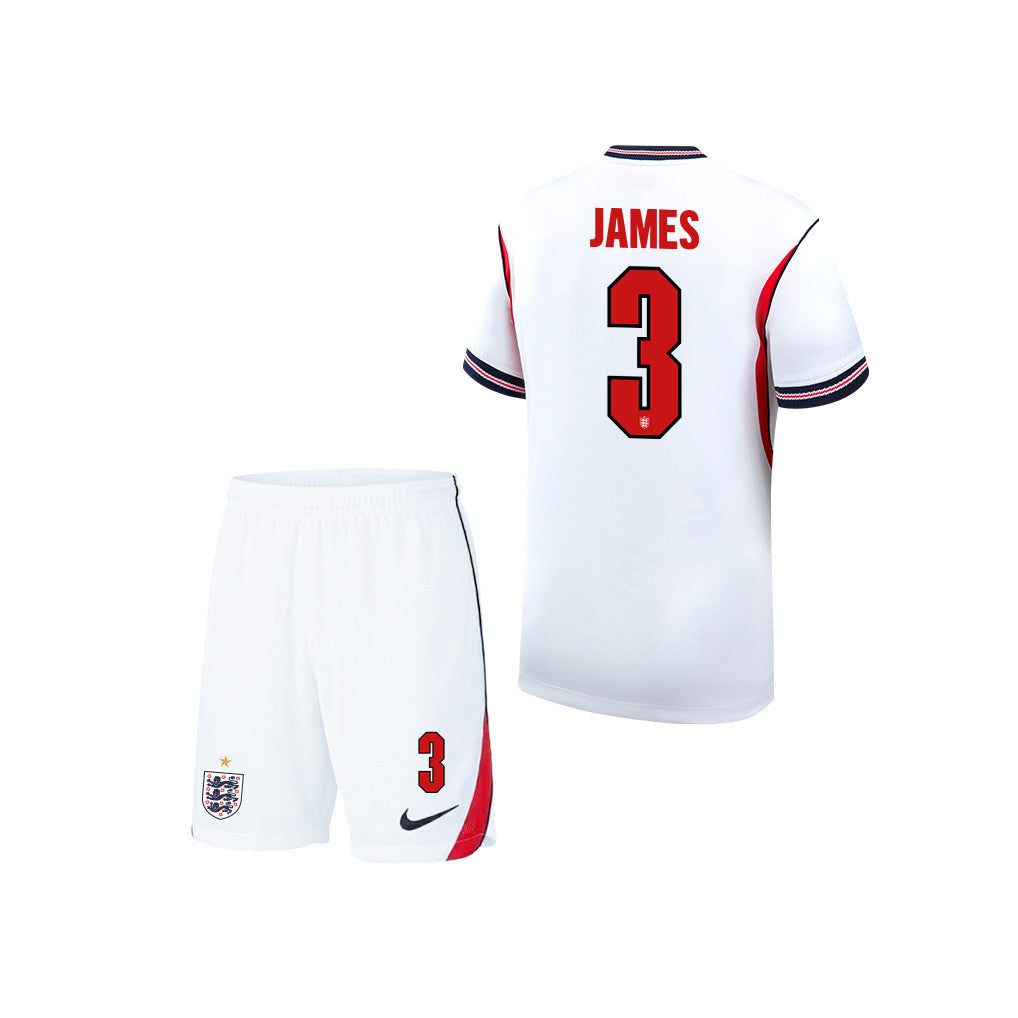 Reece James 3 England 2026 YOUTH Home Jersey & Shorts Set - White