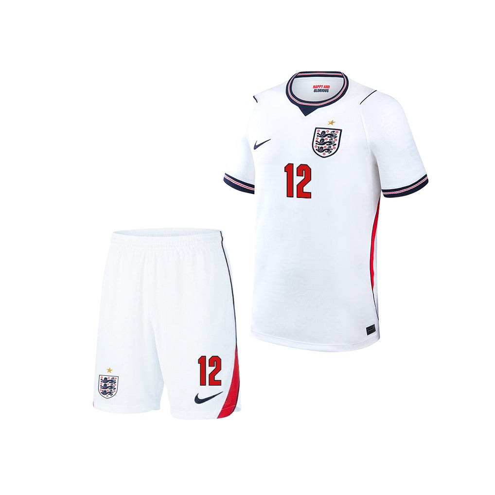 Dan Burn 12 England 2026 YOUTH Home Jersey & Shorts Set - White