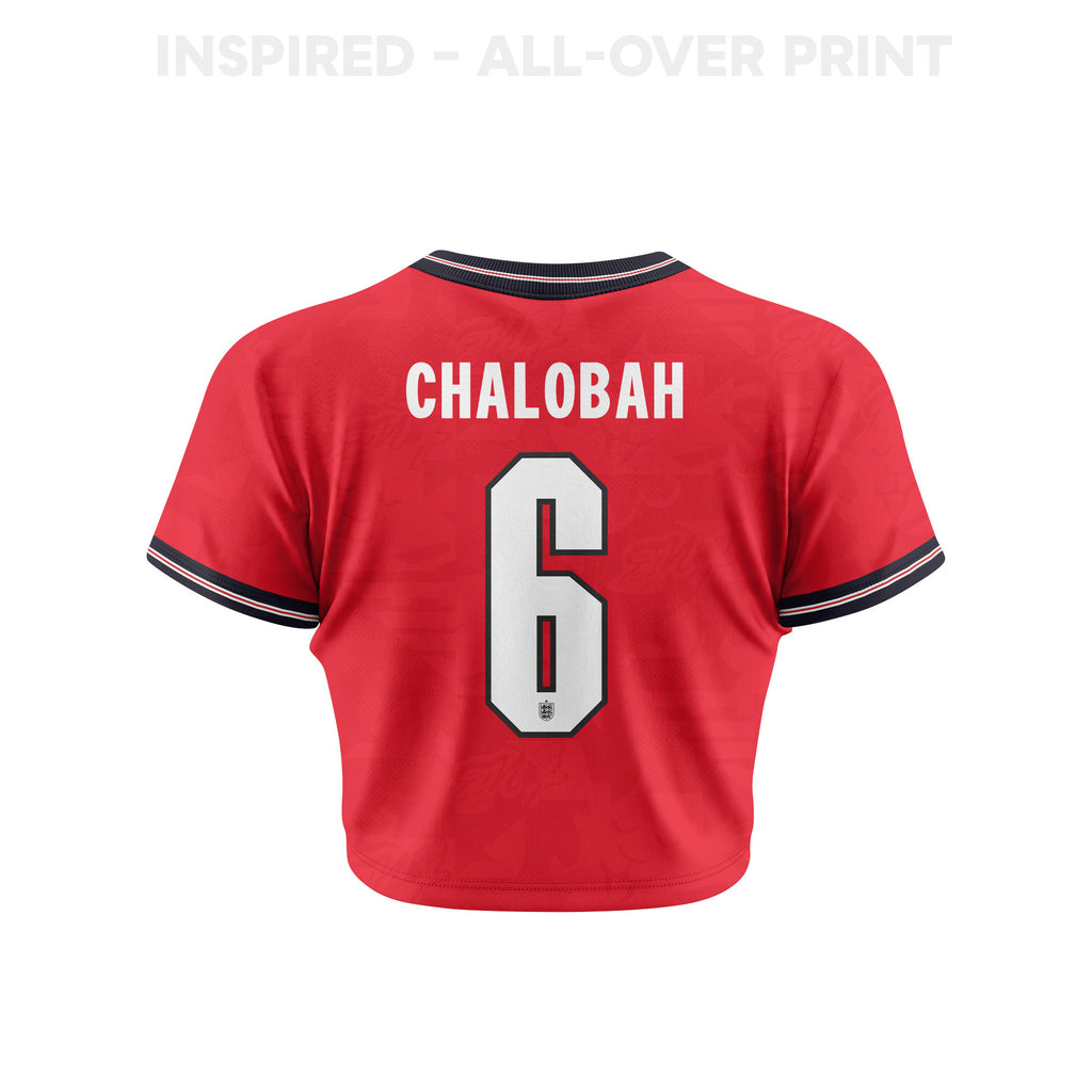 Trevoh Chalobah 6 England 2026 Women's Home All-Over Print Cropped Jersey - Red