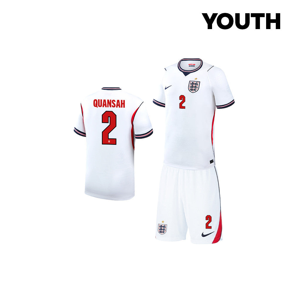 Jarell Quansah 2 England 2026 YOUTH Home Jersey & Shorts Set - White
