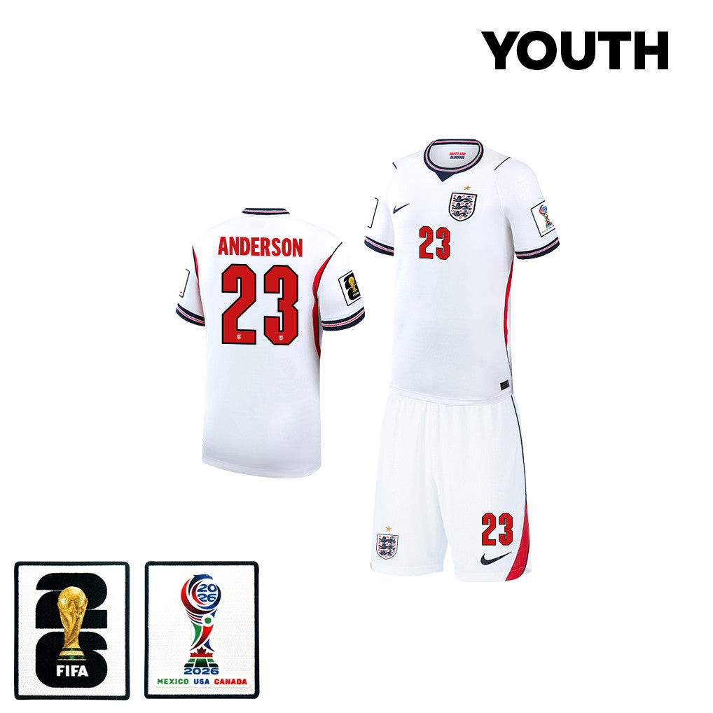 Elliot Anderson 23 England 2026 YOUTH Home Jersey & Shorts Set - White