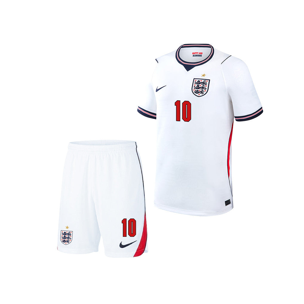 Jude Bellingham 10 England 2026 YOUTH Home Jersey & Shorts Set - White
