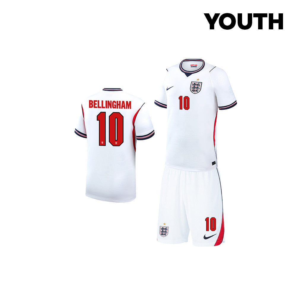 Jude Bellingham 10 England 2026 YOUTH Home Jersey & Shorts Set - White