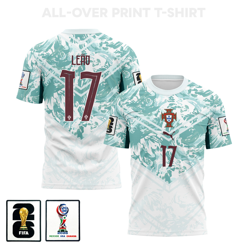 Rafael Leão 17 Portugal 2026 Away 3D T-Shirt Fully Printed – Unisex, White