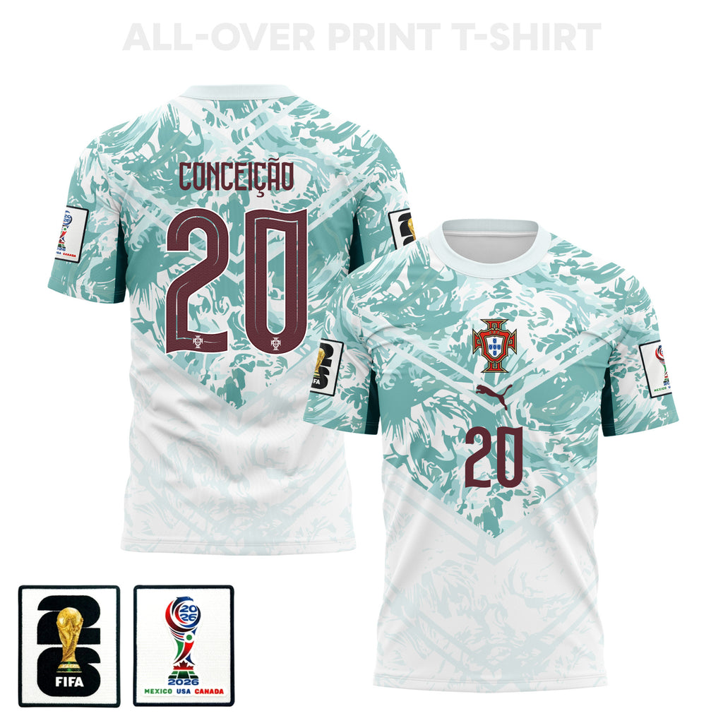 Francisco Conceição 20 Portugal 2026 Away 3D T-Shirt Fully Printed – Unisex, White