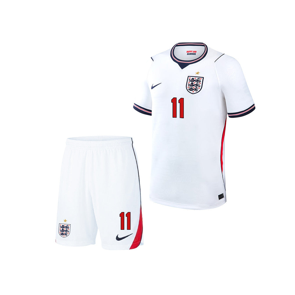 Marcus Rashford 11 England 2026 YOUTH Home Jersey & Shorts Set - White