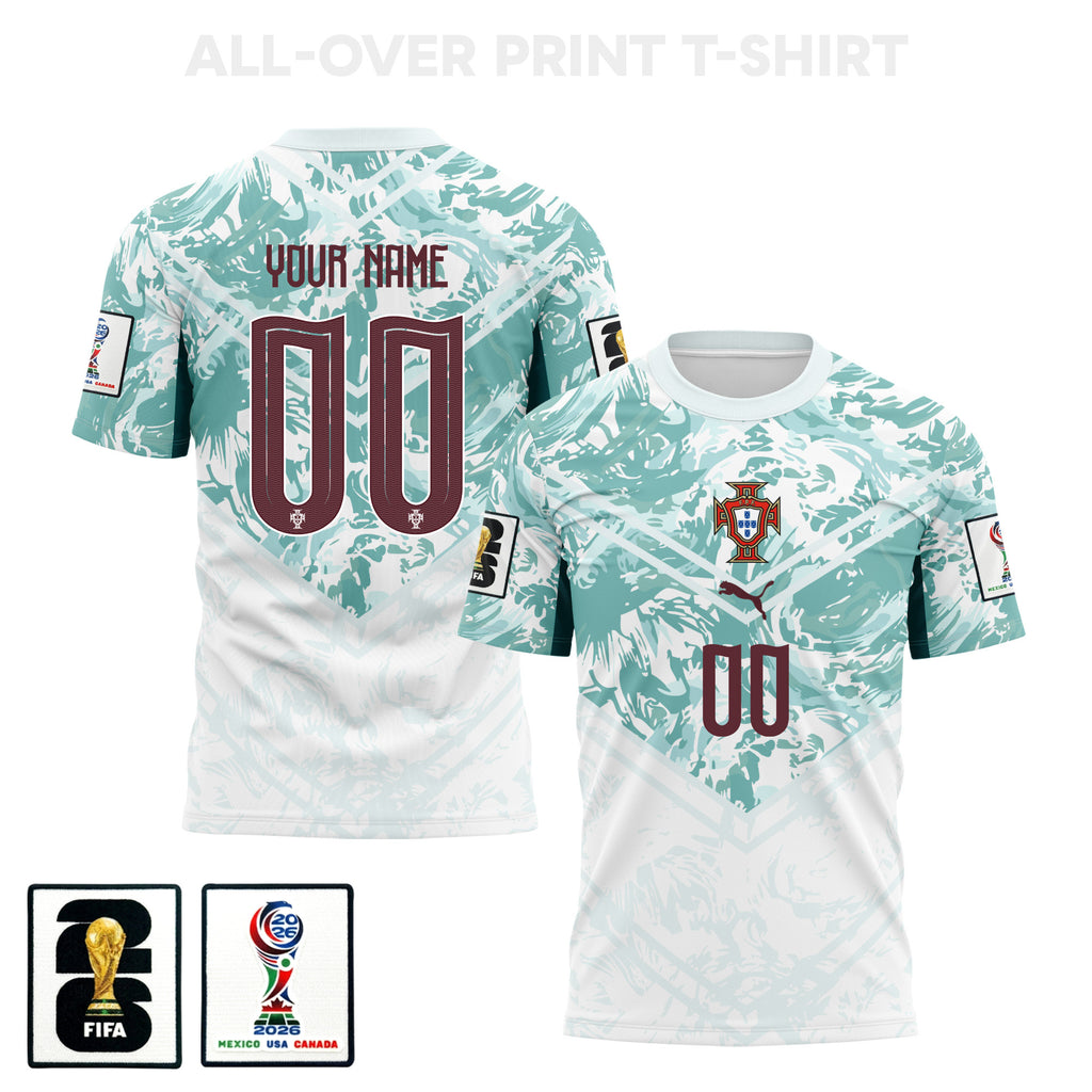 Portugal 2026 Away 3D T-Shirt Fully Printed – Personalized – Unisex, White